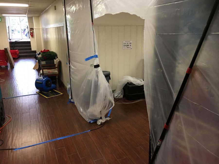 Photo by Ricardo Cortez
Cleanup continues in the Oneal-Sells Administration Building.