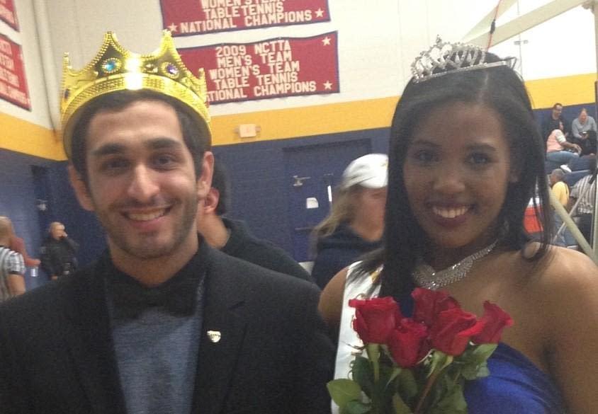 Homecoming King Fez Alghussein with Homecoming Queen  Victoria Johnson after victory. Photo by Dalise DeVos. 