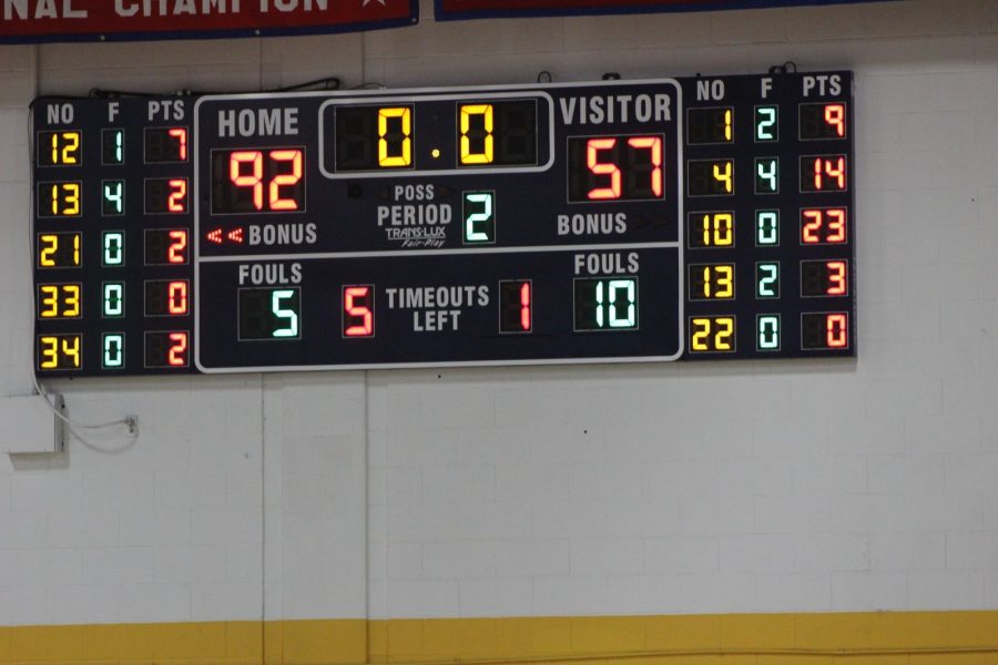 Scoreboard shows the final points of the first winning game.
Photo by Shaydi Paramore