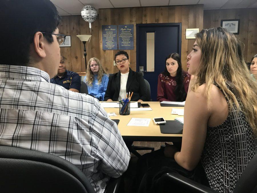 SGA members discuss shootings on campuses during the Feb. 16 meeting. 
Photo by Hannah Lathen
