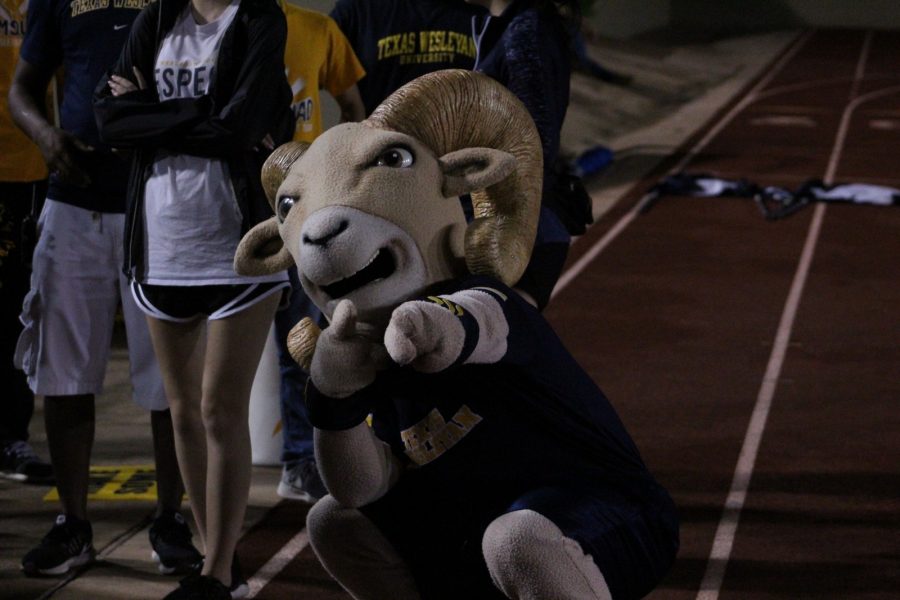Willie the Ram cheers the team on from the sidelines of Farrington Field.
Photo by Amanda Roach