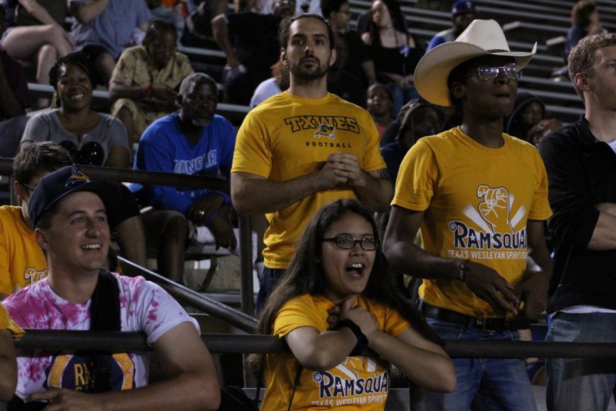 Members of Ram Squad cheer on the Rams at a recent game. Saturdays game against Oklahoma Panhandle State University is the Rams fourth home game of the season.
Photo by Amanda Roach