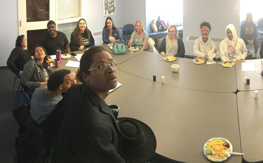 Dexter Collins and other students gather on the third floor of the church for Common Meal.
Photo contributed by Haley Arnspiger