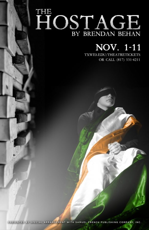 “The Hostage” tells the story of a British soldier being held hostage in a Dublin lodging house. Its opening night will be Nov. 1 at 7:30 p.m. at the Thad Smotherman Theatre. 
Graphic contributed by Jacob Sanchez