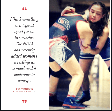 Athletic Director Ricky Dotson said Wesleyan is looking into adding women’s wrestling.
Graphic by Kaylee Conrad