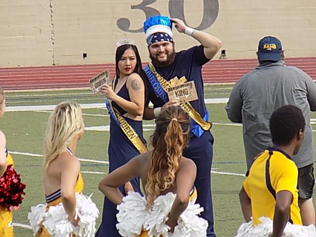 Senior marketing management major Finn Le and senior criminal justice major Zach Lanham are crowned the 2018 homecoming queen and king.
Photo by Hannah Onder