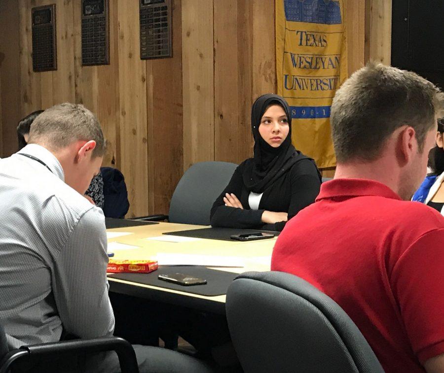 Samira Mohamed-Fawzy listens during her first meeting as At-Large Representative for West Village. 
Photo by Hannah Lathen