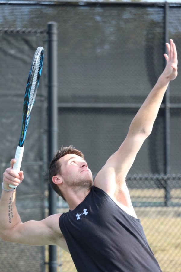 Sophomore Mace Brasher during Texas Wesleyan men’s practice at Arlington Tennis Center.
Photo by Jacinda Chan