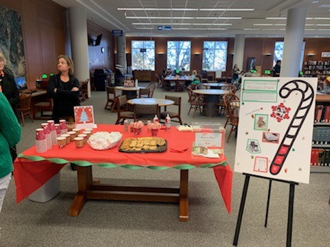 A hot cocoa bar was provided for students to get refreshments and cookies at Tuesday's party in the West Library.
Photo by Chelsea Day