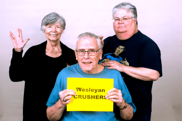 Dr. Mary Anne Clark, Dr. Bruce McDonald and Dr. Marilyn Pugh (left to right) make up the Wesleyan Crushers, a name inspired by Wesley Crusher from Star Trek.
Photo contributed by Tarrant Literacy Coalition