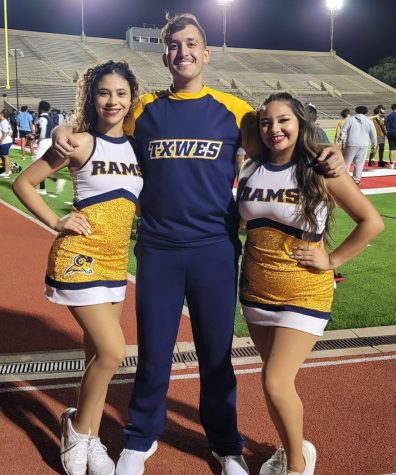 Gold Line Dancers Lionel Muñoz, Cynthia Ramos, and Hilary Colina after the game on Sept. 17. 