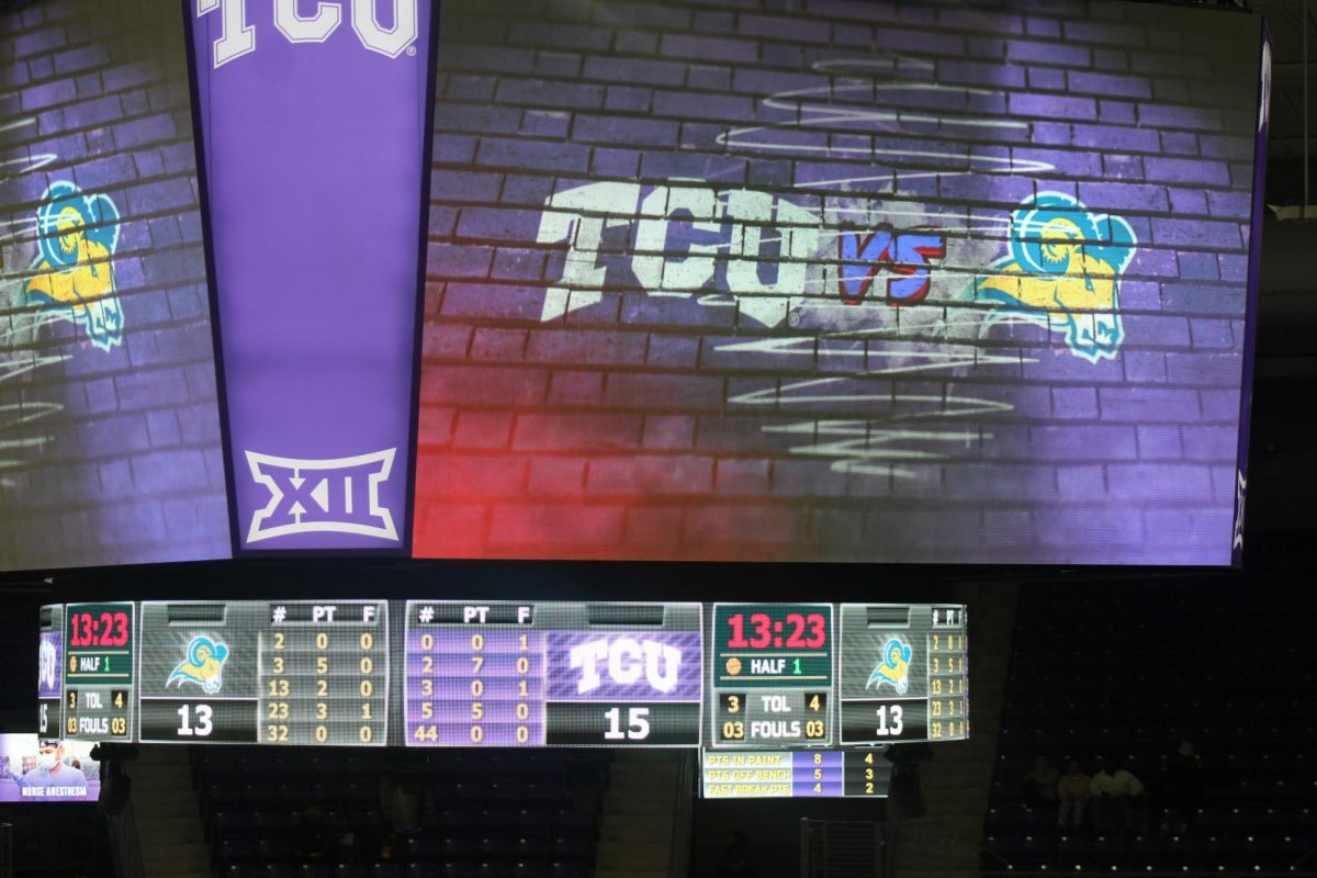 The mens basketball exhibition game between TXWES and TCU takes place at the Ed and Schollmaier Arena.  