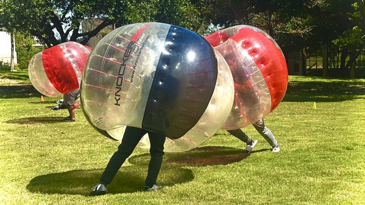  Students collide during a game of knockerball during free period on Sept. 10. 