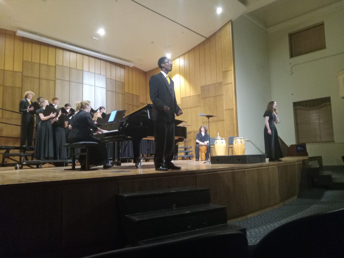 The Texas Wesleyan Chamber Singers and I.M. Terrell’s “A Cappella Choir” sing the closing song “Sure on this Shining Night.”