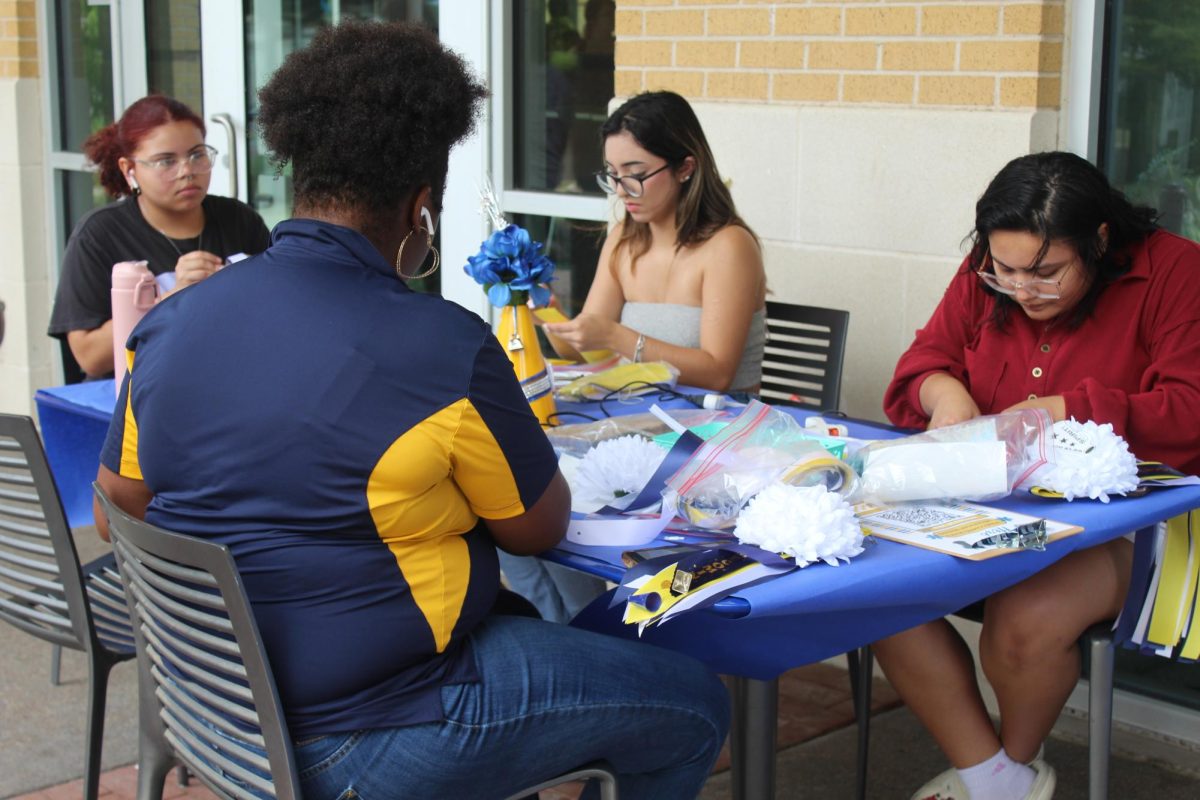 Freshman marketing major Nayla Murillo (left), music education major Elyssa Williams (center left), freshman psychology major Miabreanna Vidal (center right), and junior music education major Marisol Rodriguez (right) were the first to arrive. 