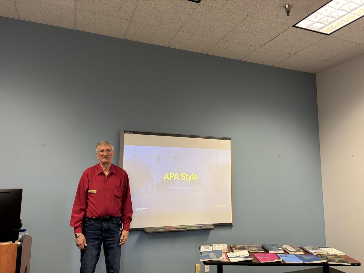 Dennis Miles, reference & instruction librarian, presents the first presentation among the Library Instruction Workshop, APA Style Overview. 