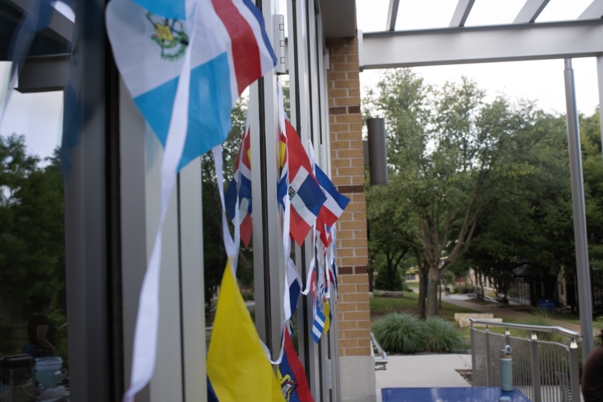 Flags strewn along the Claudia Stepp Amphitheater as part of an event held by the Latinx Student Association (LSA). Cultural student organizations such as the LSA are particularly threatened by the federal government's DEI orders. 